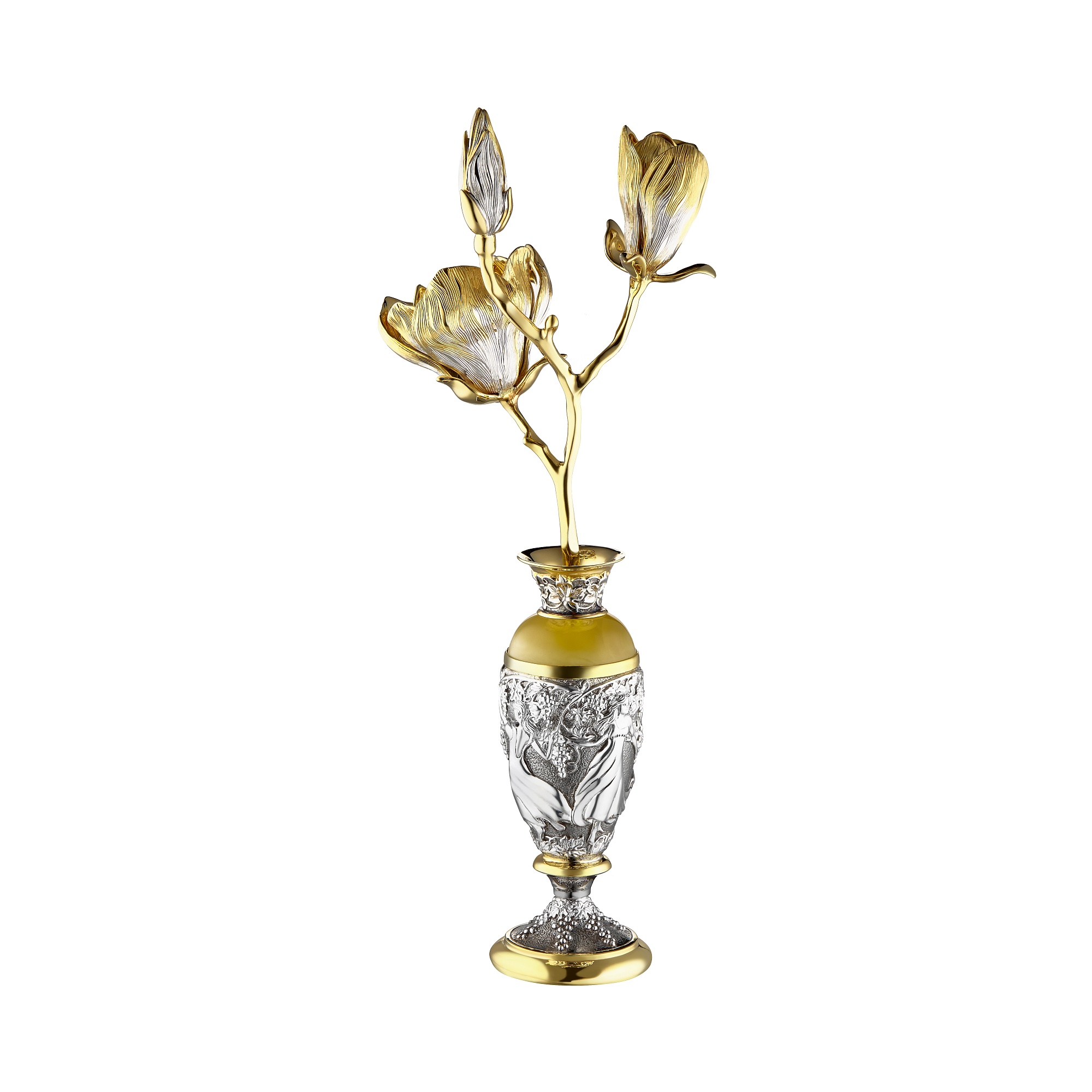 Флоральная миниатюра «Магнолия», MOISEIKIN, янтарь, серебро 925 проба | Фото 2
